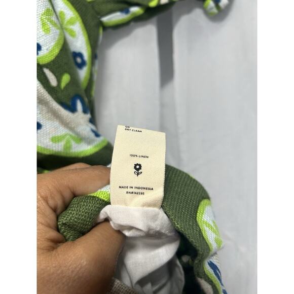 Innika Choo Dress 100% Linen Floral Dart Off Shoulder Mini Dress Boho Chic Green - Picture 10 of 13